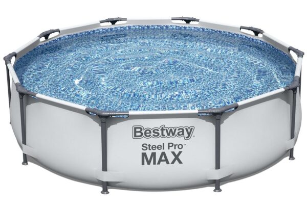 בריכת  MAX BESTWAY  עגולה אפורה צינורות, מידות 305X76 ס"מ, דגם 56406