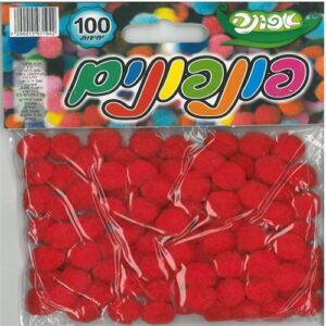 פונפונים 1.5 ס"מ צבע אדום 100 יח'